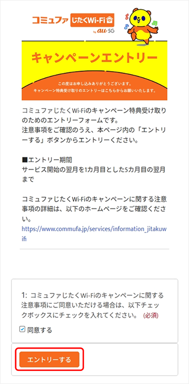 エントリーフォームに必要な情報を入力