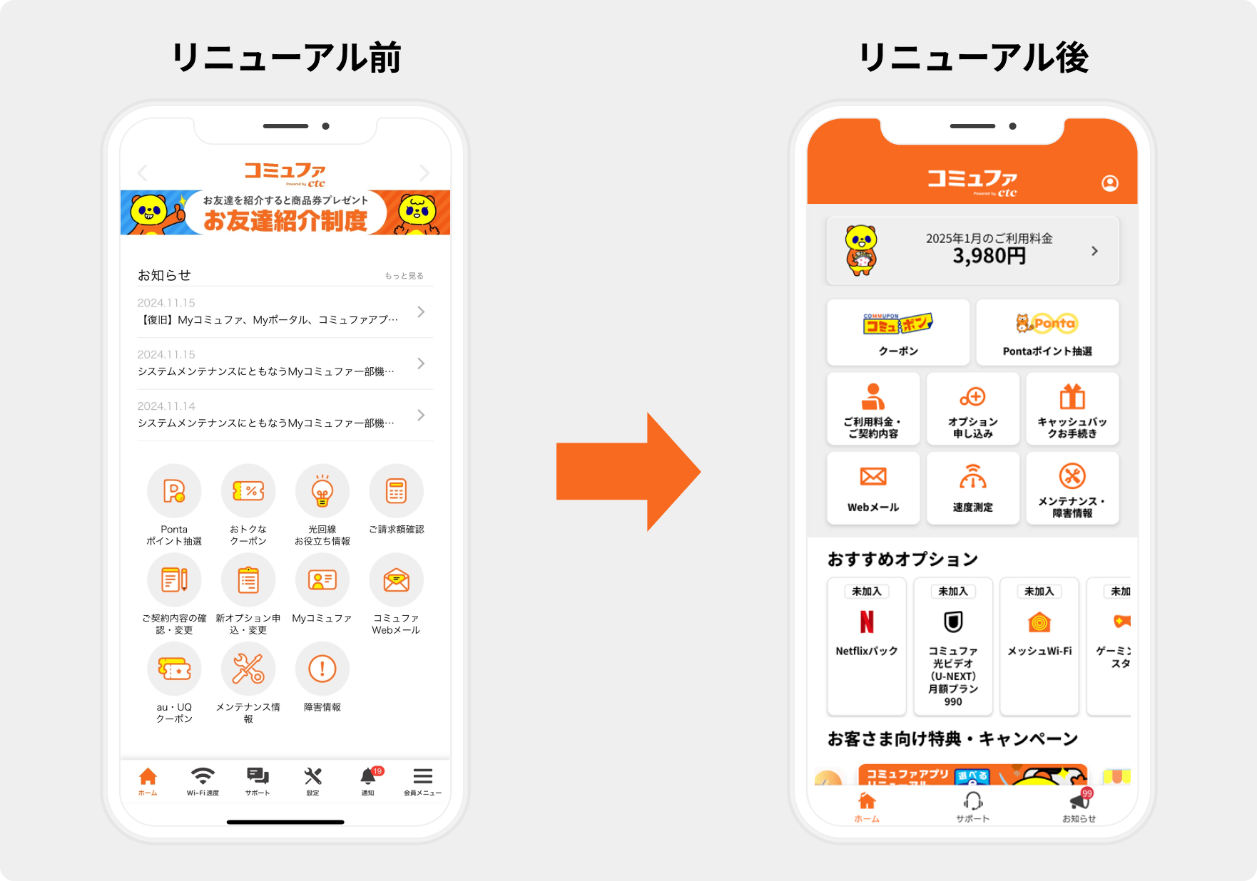 リニューアル前⇒リニューアル後