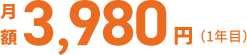 月額3,980円（1年目）