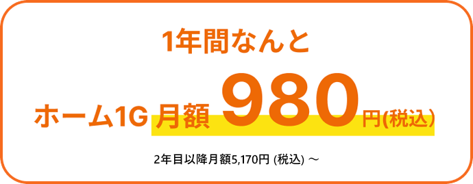 1年間980円キャンペーンとは別に50,000円還元キャンペーンも選べる