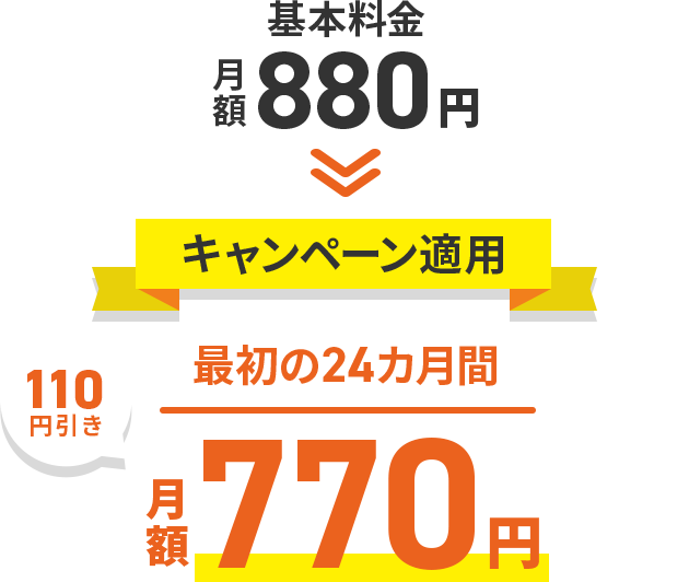 キャンペーン適用最初の24カ月間月額770円