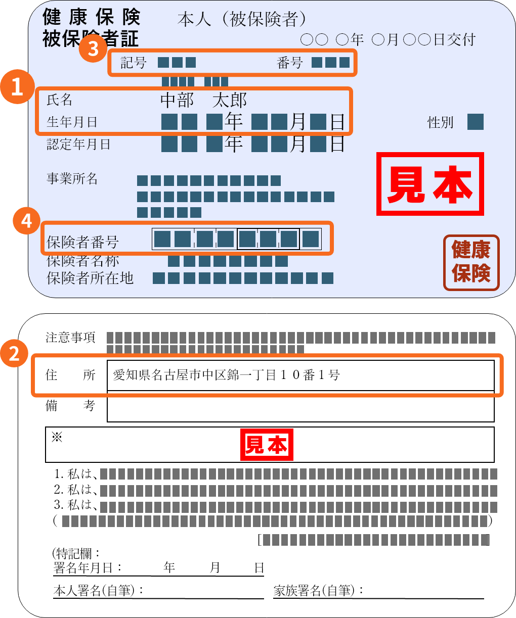 被健康保険証(補助書類)
