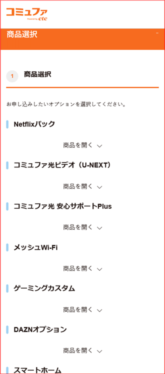 オプションのお申し込み