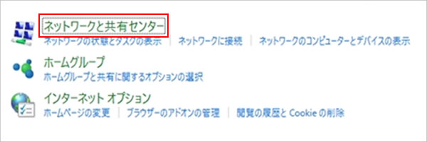 ネットワークと共有センターの表示