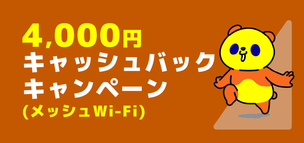 4,000円キャッシュバックキャンペーン(メッシュWi-Fi)