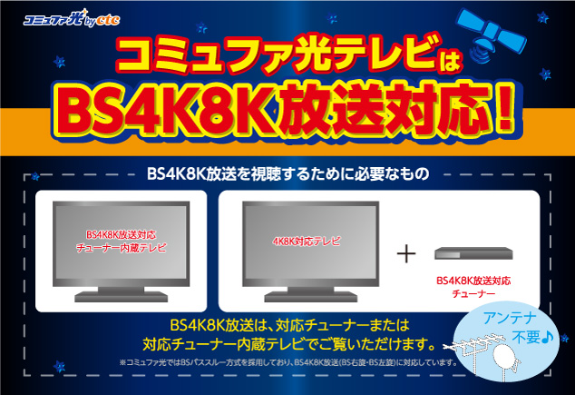 コミュファ光テレビはBS4K8K放送対応