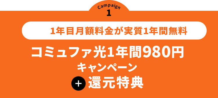 キャンペーン1 戸建住宅限定 1年目の月額料金をとにかく安く コミュファ光1年間980円キャンペーン